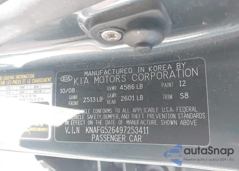 2009 Kia Rondo Lx V6 z USA, uszkodzony, nr VIN KNAFG526497253411